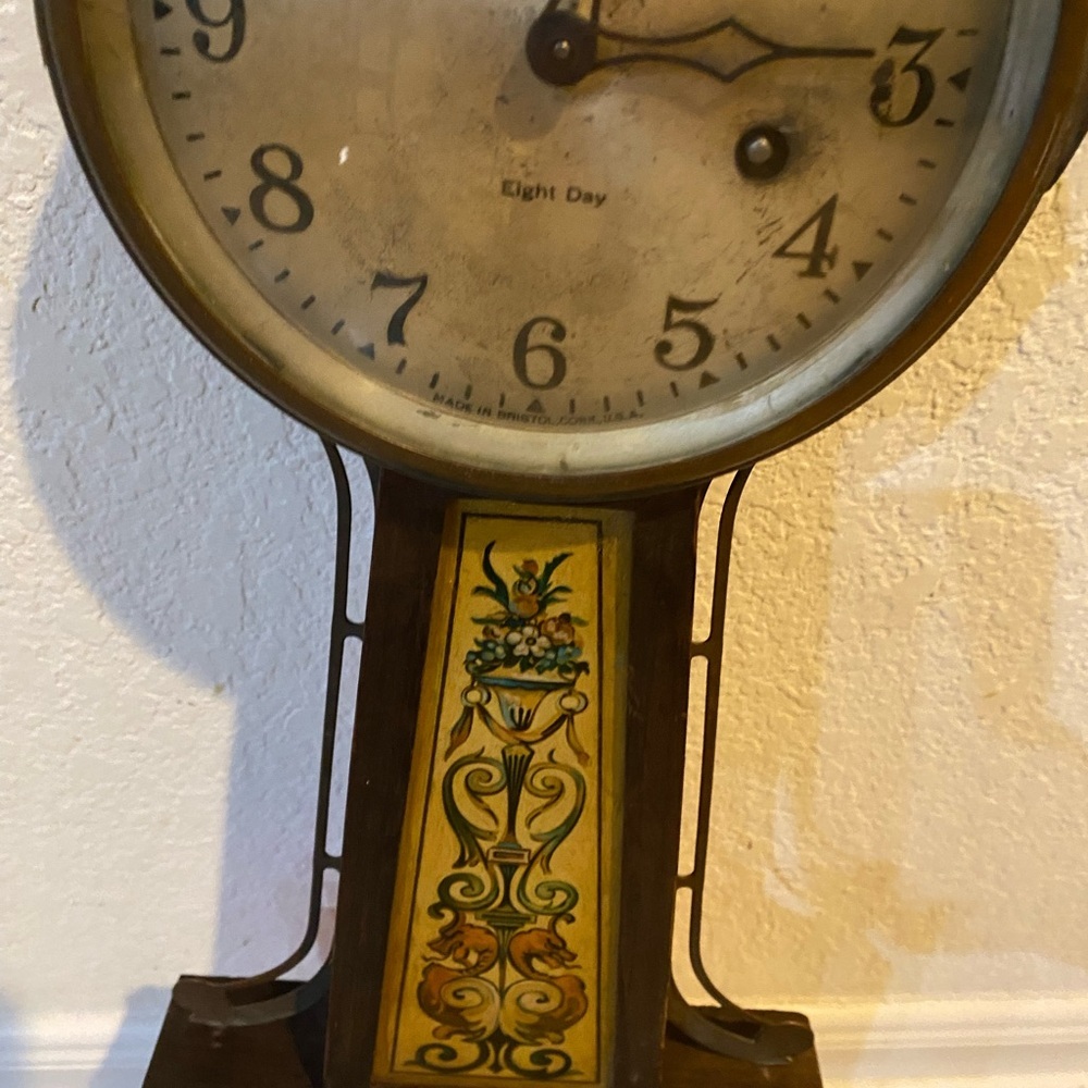 E. Ingraham Antique 8 Day Banjo Wall Clock Glass Panel MCM Not Tested As Is - Picture 6 of 16